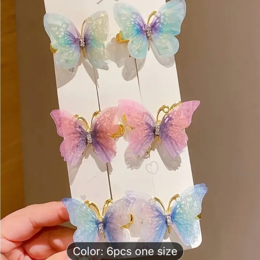 6PCS Elegant Butterfly Hair Clip Set.